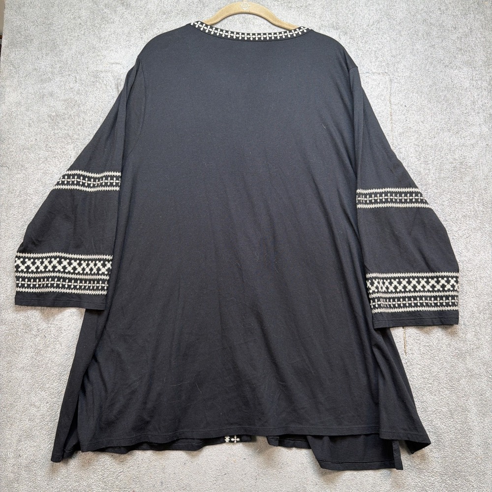 J Jill‎ Womens Black Tunic Top 2X Embroidered Button Front Relaxed Fit - Picture 7 of 8